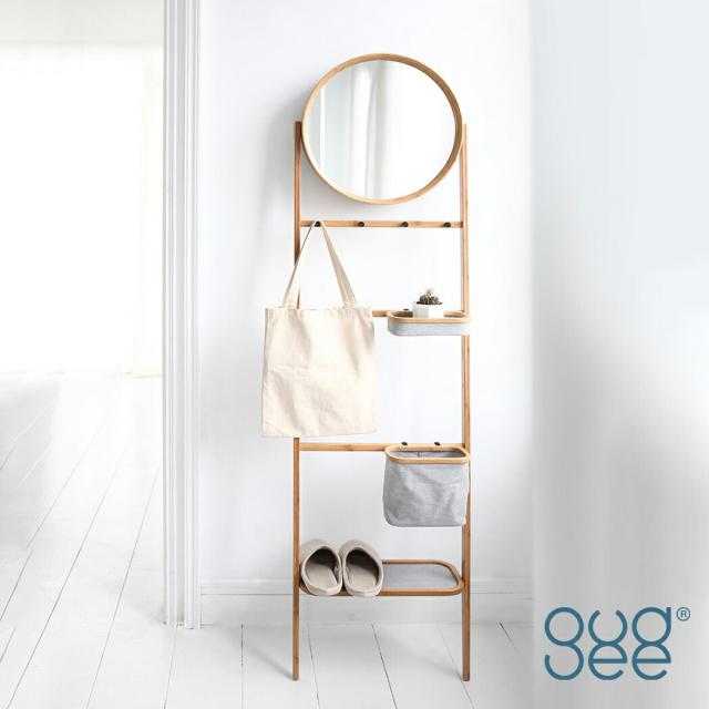 人気満点 Gudeelife Grota Gudee ミラー付きハンガーラック 収納棚 シェルフ ケース ボックス 洗面 バスルーム 小物 おしゃれ かわいい 木製 布 竹 国産 Www Bnooon Com