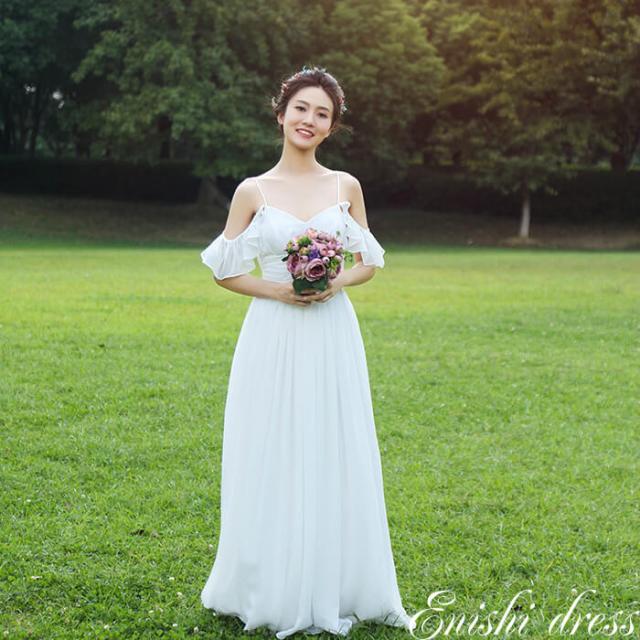 最終値下げ ウェディングドレス シフォンドレス オフショルダー スレンダーライン バックリボン Vネック オープンバックドレス ホワイト 結婚式 全品送料無料 Creativelimelight Com