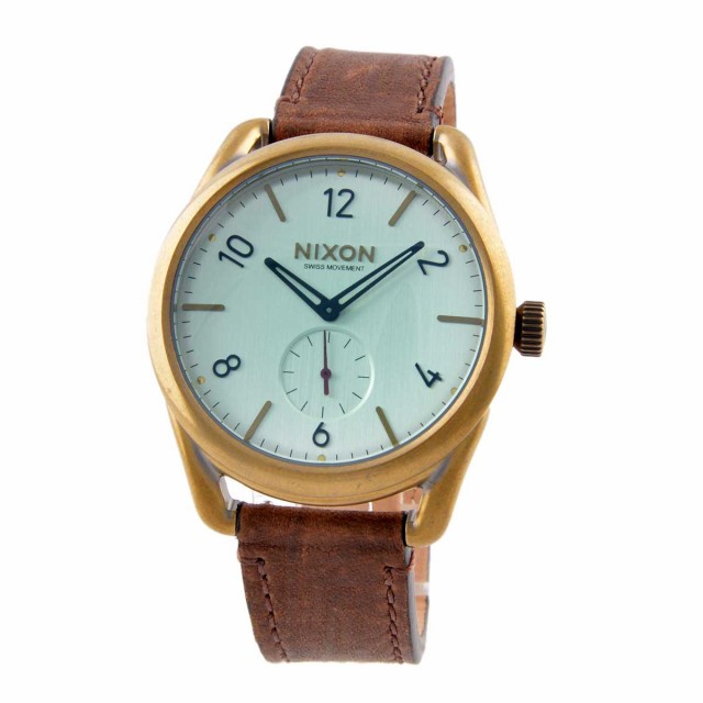 ニクソン NIXON THE C39 LEATHER レザー ブラス グリーンクリスタル ブラウン A459-2223 A4592223 NA4592223 メンズ レディース ユニセッ