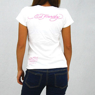 再入荷1番人気 Ed Hardy Womens エドハーディー レディース ゴシック スクリプト クロス オブ ラブtシャツ Seal限定商品 Mawaredenergy Com
