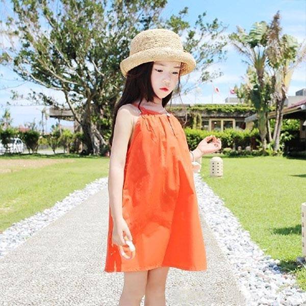 限定価格セール 女の子 ワンピース ノースリーブ ナチュラル かわいい 可愛い ガールズ 子供服 100 110 1 130 140 150 オレンジ 夏 シンプル 無地 キッ 受賞店舗 Ccjusers Com