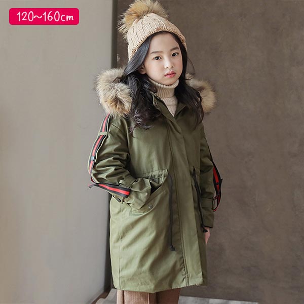 マウンテンパーカー 女の子 子供服 モッズコート アーミー グリーン 防寒着 冬 ジャンパー ファー付きフード ファー フード 小学生 中学 その他子供服 アウター