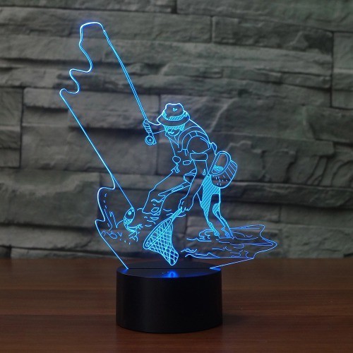 最短翌日到着 ナイトライト 3d 色を変更する魚 釣り男 ギフト ランプ テーブルスタンド 3d Led Led 7 テーブルランプノベルティ照明 ギフト 衝撃特価