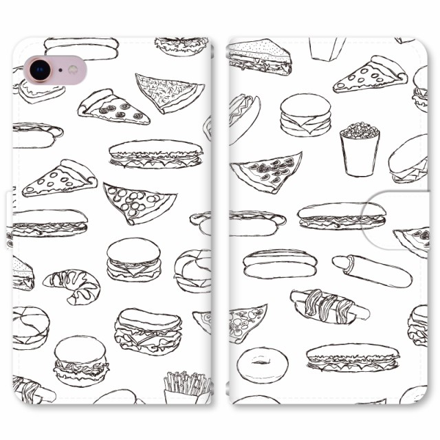 スマホケース 手帳型 iPhone13 iPhoneSE2 アイフォン 8 aquos sense GooglePixel xperia galaxyなど多機種制作対応 m6029_手描きファー