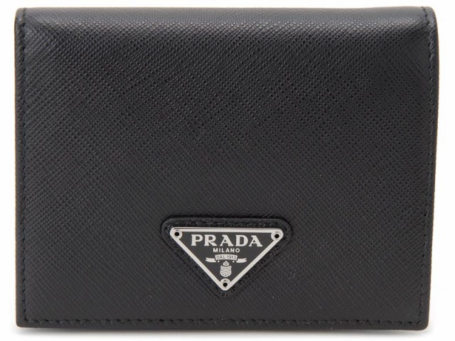 プラダ PRADA 二つ折り財布 1MV204 QHH F0632 サフィアーノ コンパクト 財布 NERO ネロ ブラック 新品