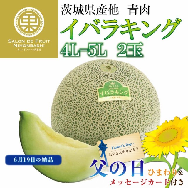 [予約 6月19日必着納品] 父の日 ギフト メロン イバラキング 大玉 4L 5L 大玉 2玉 化粧箱 青肉 茨城県産