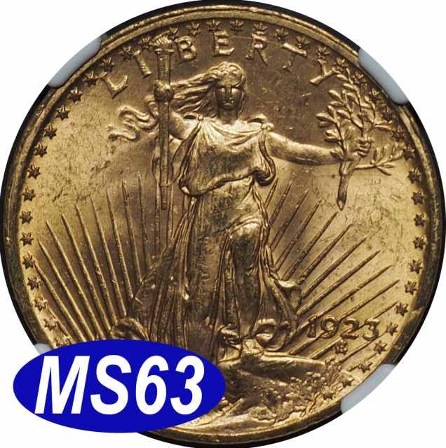 NGC鑑定 MS63 】 アメリカ ダブルイーグル ２０ドル金貨 （ セントゴーデンス金貨 ） 1923年 イーグル金貨 米国 モダンコイン -  アート・美術品・骨董品