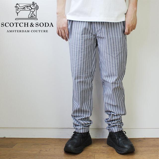 お客様満足度no 1 Scotch Soda スコッチアンドソーダ Warren Stripedlightweightchinos Regular Straight Fit ネイビー ブルー ストライプ ウエスト紐 大 爆安プライス Regards Sur L Innovation Fr
