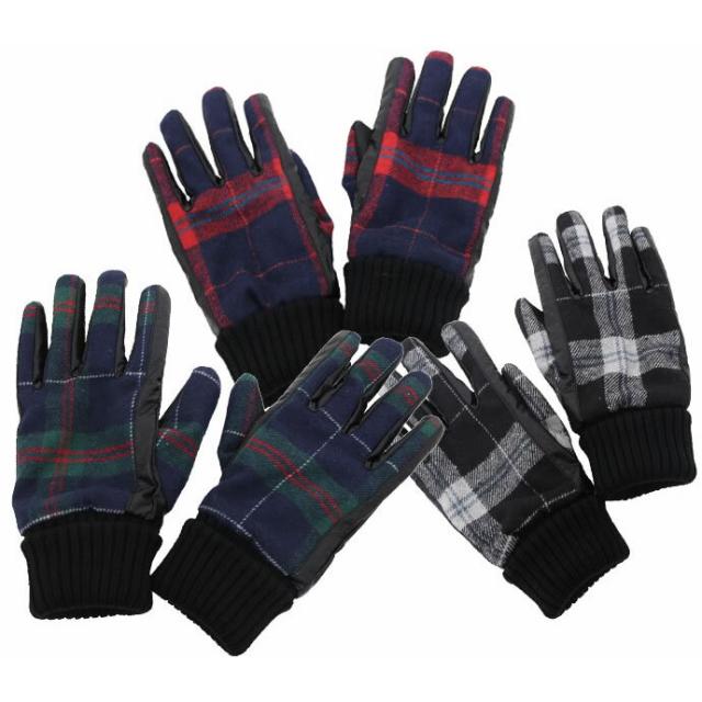 手袋 メンズ スマホ タッチパネル対応 ソフトファー裏地付多色チェック柄 全国送料無料 ネコポス発送限定