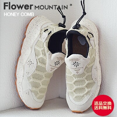 返品交換送料無料 Flower MOUNTAIN フラワー マウンテン HONEYCOMB ハニカム IVORY アイボリー 靴 シューズ スリッポン スリップオン