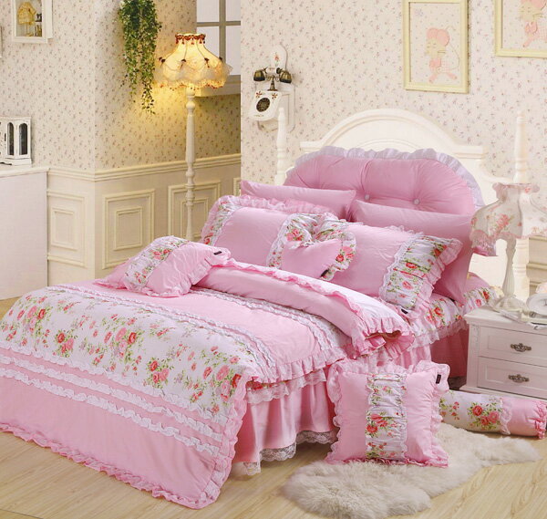 セール開催中 新着限定 送料無料 綿100 姫系薔薇柄布団カバー 4点セット ローズカバーリング フリル付ベッドカバー 女の子 子ども 姫系ピンク ホ 希少 大人気 Taisei Estate Co Jp