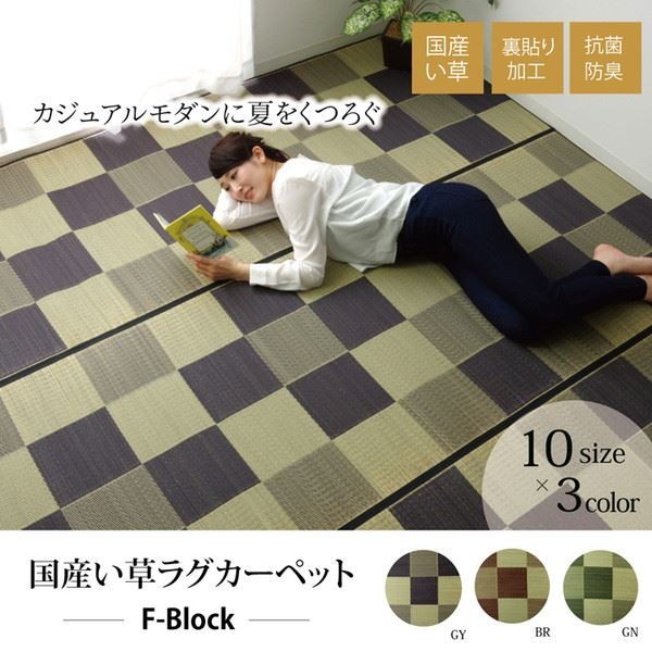 IKEHIKO イケヒコ 純国産 い草 花ござ カーペット F ブロック 江戸間10畳 435×352cm