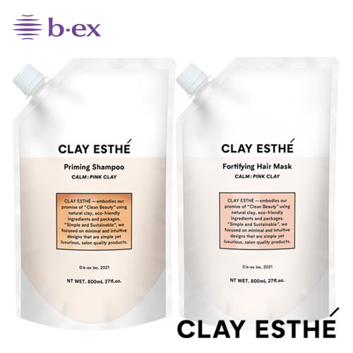 【送料無料】CLAYESTHE クレイエステ プライミング シャンプー ピンククレイ 800ml ＆フォーティファイングヘアマスク ピンククレイ 800m