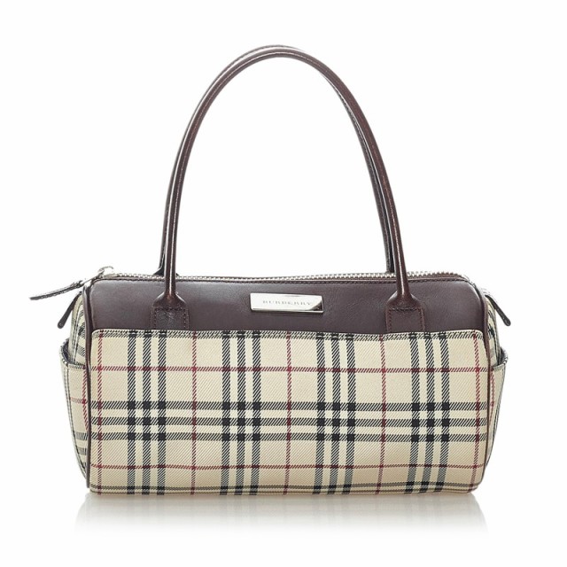 バーバリー ノバチェック ハンドバッグ ベージュ キャンバス レザー レディース BURBERRY 【中古】