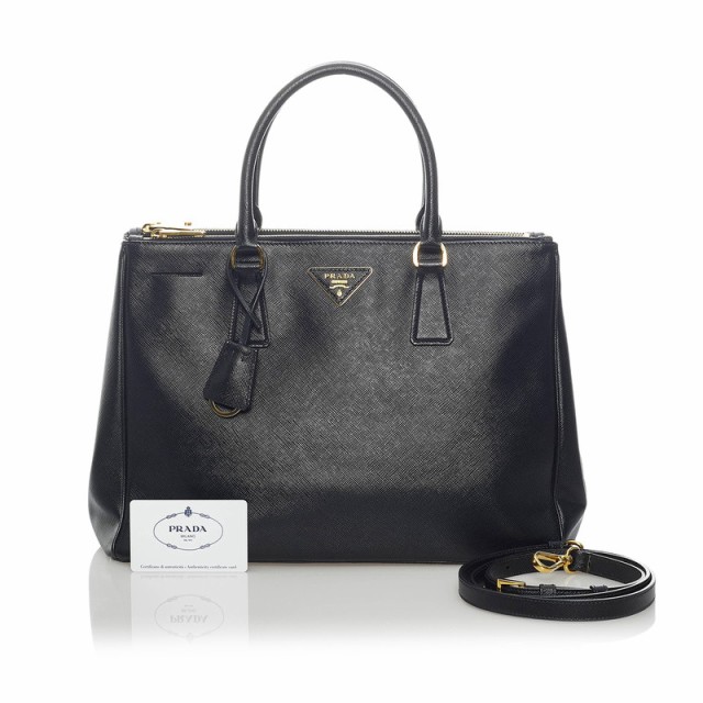 プラダ サフィアーノ ガレリア ハンドバッグ ショルダーバッグ 2WAY BN2274 ブラック レザー レディース PRADA 【中古】