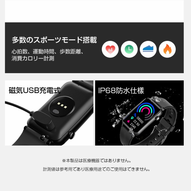 Itdeal スマートウォッチ E5 体温測定 血中酸素 Bluetooth5 2 着信通知 1 57インチ 血圧測定 睡眠検測 活動量計