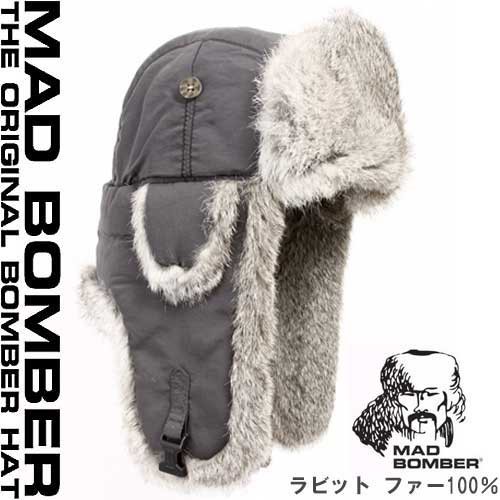 304GRY MAD BOMBER hat ロシアファー帽子 マッドボンバーキャップ ハット スキー帽子 アメリカブランド ロシアン帽子 防寒用ボンバーハッ