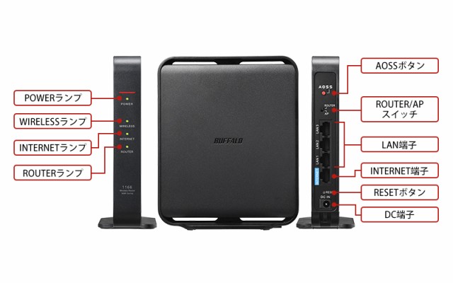 BUFFALO バッファロ 無線ルーター WIFIルーター WSR-1166DHPL2 ブラック リテール品(正規製品)の通販はau PAY