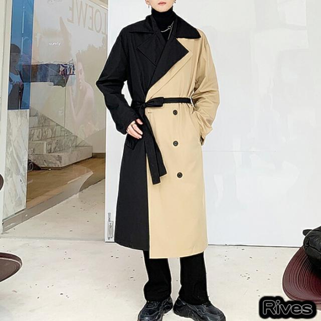 バイカラー アウター トレンチコート メンズ ロング丈 オーバーサイズ ゆったり オシャレ コート ファッション アパレル韓国ファッション Elite Scaffolding Co Uk