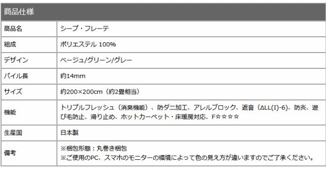 トリプルフ 日本製 消臭 防ダニ アレルブロック 遮音 防炎(代引不可)【送料の通販はau PAY マーケット - リコメン堂インテリア館|商品ロ ラグマット 200×200cm sheep fu:rete シープフレーテ 正方形 カーペット ホットカー