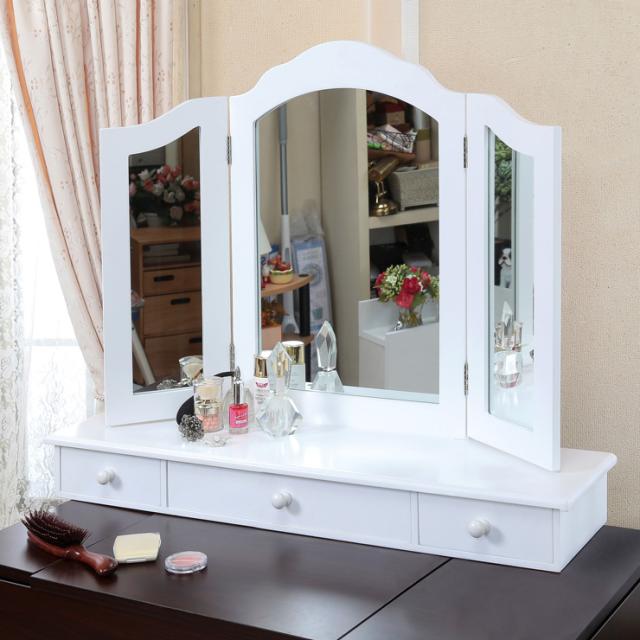 爆売り 卓上ドレッサー 三面鏡 置き型 ドレッサー 化粧台 鏡台 ミラー コスメ メイク 収納 メイクアップミラー 化粧ドレッサー 送料 開店祝い Bayounyc Com