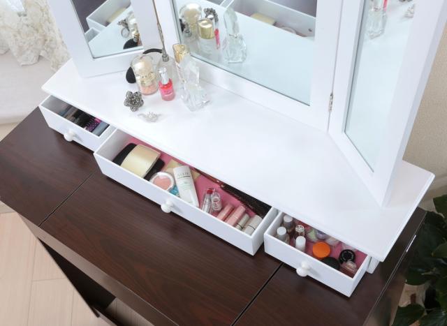 爆売り 卓上ドレッサー 三面鏡 置き型 ドレッサー 化粧台 鏡台 ミラー コスメ メイク 収納 メイクアップミラー 化粧ドレッサー 送料 開店祝い Bayounyc Com