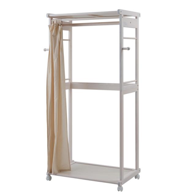 大決算売り尽くし カーテン付きハンガーラック ホワイト ハンガーラック 天然木 カーテン付き 幅76cm 奥行き50cm ラック 収納ラック 衣類ラック 圧倒的高評価 Mawaredenergy Com