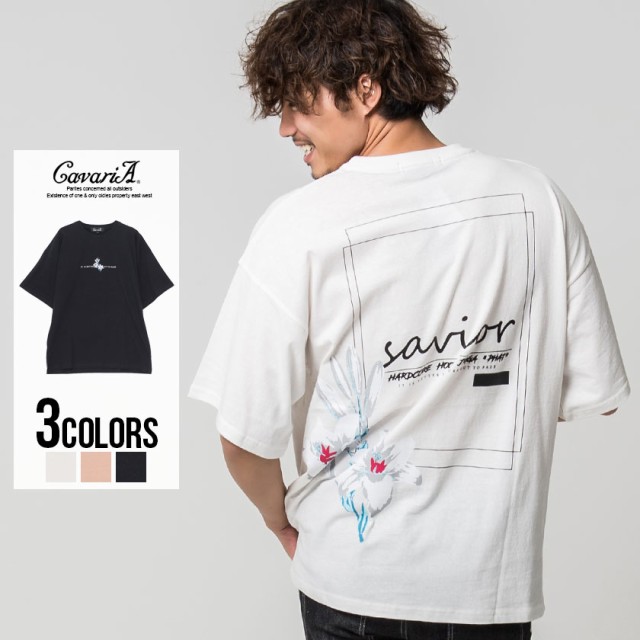 Tシャツ メンズ 半袖 Cavaria キャバリア フラワープリントドロップ