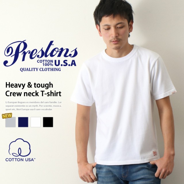 Prestons プレストンズ Tシャツ メンズ 半袖 ヘビータフ Cottonusa トップス ブランド 男性 厚手 綿10