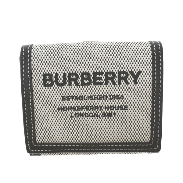 バーバリー BURBERRY 財布 三つ折り財布 折り財布 8039546 レディース ブラック ブラウン コットン 牛革 レザー ブランド