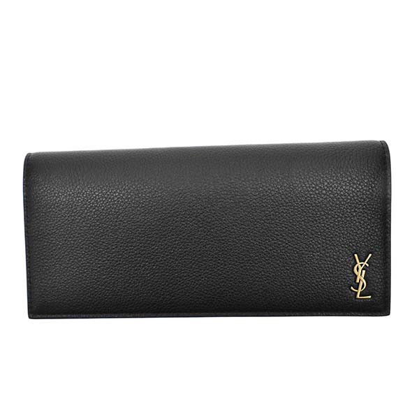 サンローラン SAINT LAURENT 財布 長財布 フラップ長財布 635542 レディース ブラック 黒 レザー 本革 牛革 YSLロゴ ブランド