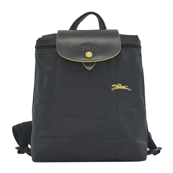 正規 バックパック バッグ Longchamp ロンシャン リュックサック Dos A Sac 黒 ブラック Club Pliage Le 1699 ブランド ロゴ 女性 レディース バッグ
