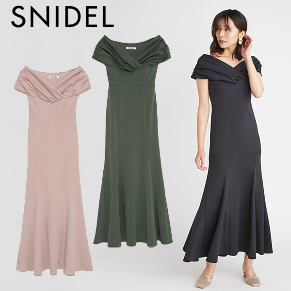 売り尽くしセール 即納 スナイデル Snidel 22春夏 カットタイトドレス レディース ワンピース ロング丈 半袖 マーメイド 着回し お呼ばれ ギャザー ファ メール便なら送料無料