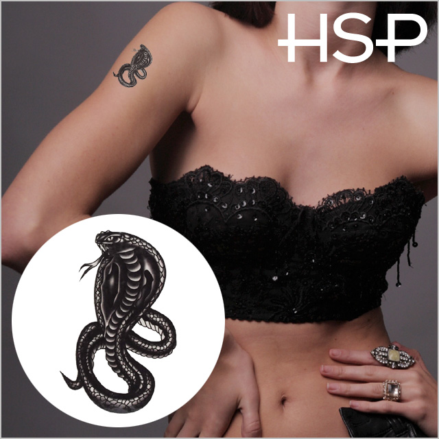 ハロウィン 390 タトゥーシール ブラック コブラ Halloween Tattoo ワンポイントタイプ