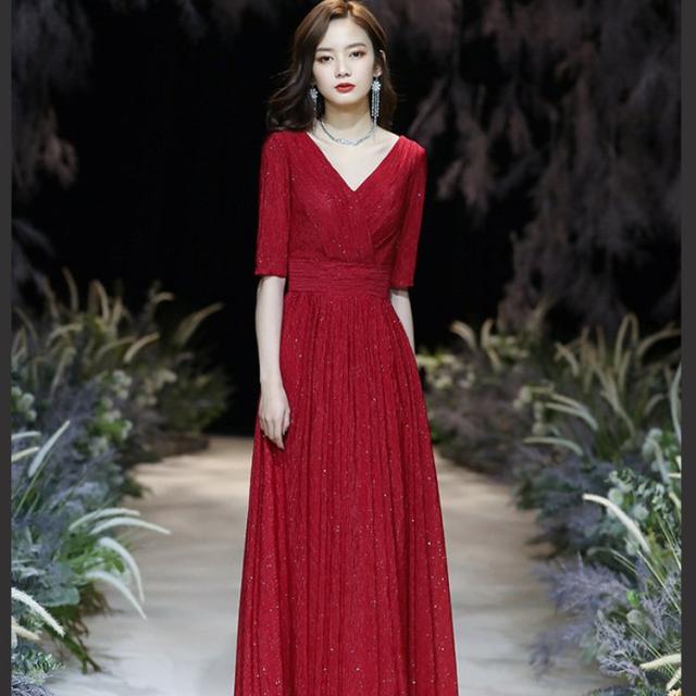 ブランドショッパー付き イブニングドレス パーティードレス 安い 可愛い Aライン ロングドレス 結婚式 披露宴 懇親会 パーティー ｖネック ナイトクラブ 日本公式品 Maruwabiso Co Jp