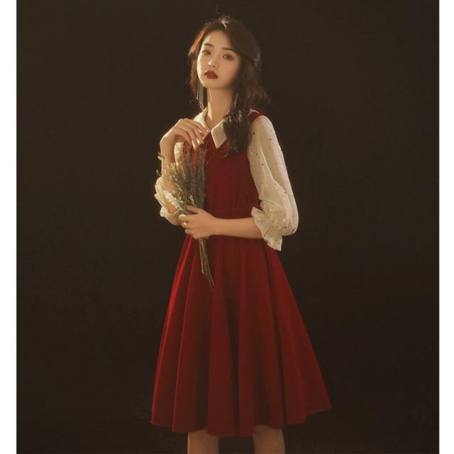 注目ブランド パーティードレス 安い 可愛い ミディドレス イブニングドレス Aライン フェミニン 結婚式 披露宴 懇親会 数量限定 Asianatusah Shop