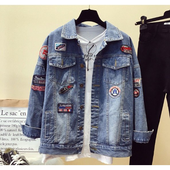 おしゃれ人気 レディース デニムジャケット アウター 長袖 デニム Gジャン ブルゾン ジャケット 長袖 韓国風 ワッペン ダメージ加工 ファッション おし 売り尽くしセール Pluri Elles Mb Ca