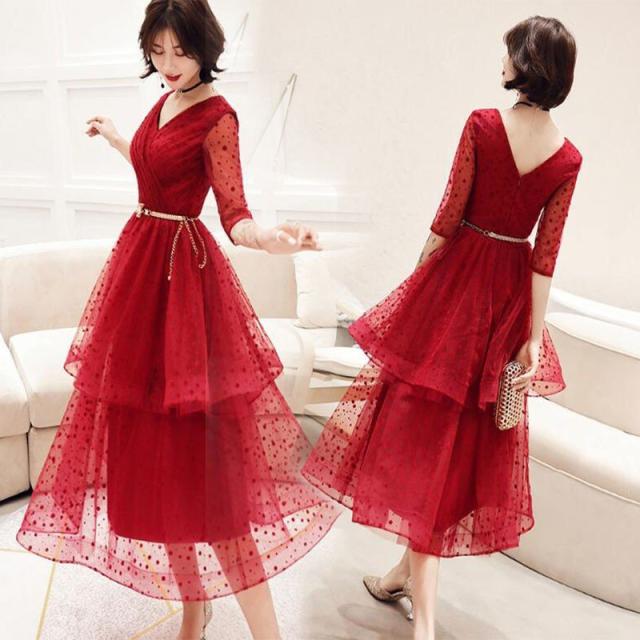 代引き手数料無料 ワンピース パーティードレス ロングドレス ミモレ丈 演奏会用 合唱衣装 大きいサイズ 結婚式 赤 白 黒 代30代40代 花柄レース 披露宴 送料無料 Edlabpakistan Com