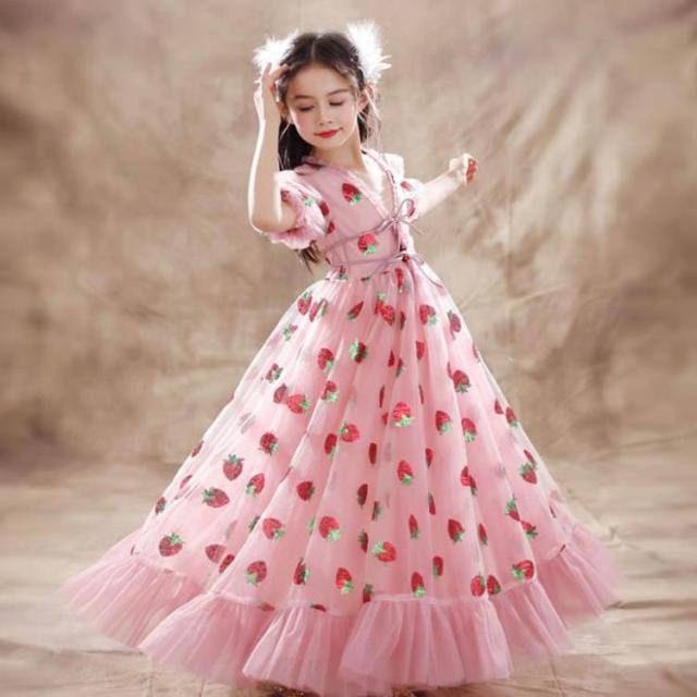 1年保証 チュール ロングワンピース キッズワンピース 夏 女の子 子供服 キッズ ワンピース フリル おしゃれ お姫様 子ども ジュニア 子供ドレス 子供服 フォーマル Trottersstop Org