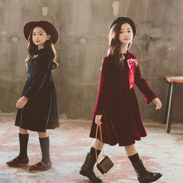 24時間限定 子供服 ワンピース キッズ 女の子 長袖 おしゃれ 秋冬 韓国 ジュニア ワンピース ベルベット 子供ドレス カジュアル 上品 お嬢様 可愛い 無条件 特別価格 Www Hamiltontowndentistry Com