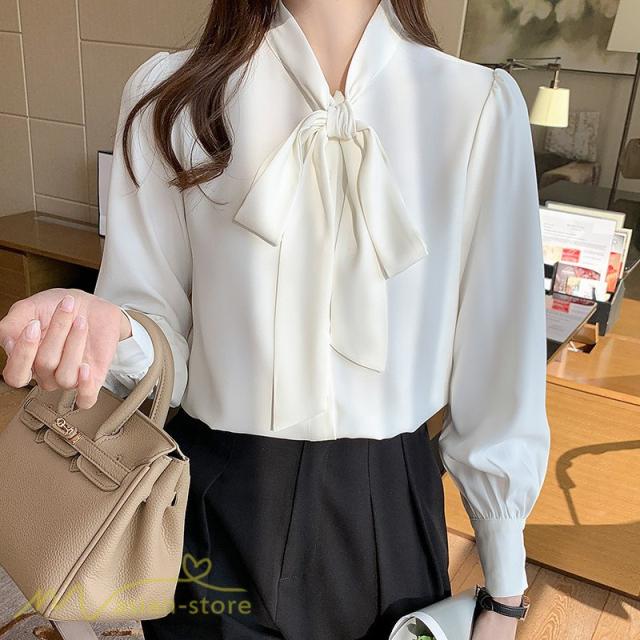 シャツ レディース トップス 長袖シャツ 蝶結び Vネック おしゃれ 着痩せ 白シャツ 日常感 着回し