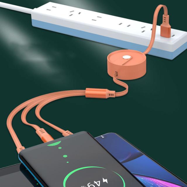 【2本セット】充電ケーブル iphone typec 3in1 充電ケーブル タイプc 巻き取り タイプ Cケーブル ケーブル コンパクト