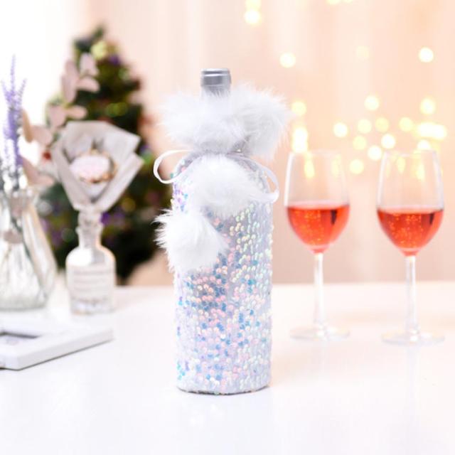 ボトルカバー クリスマス キラキラ ワインボトルカバー ワインボトル ワイン デコレーション スパンコール パーティー シャンパン ボトの通販