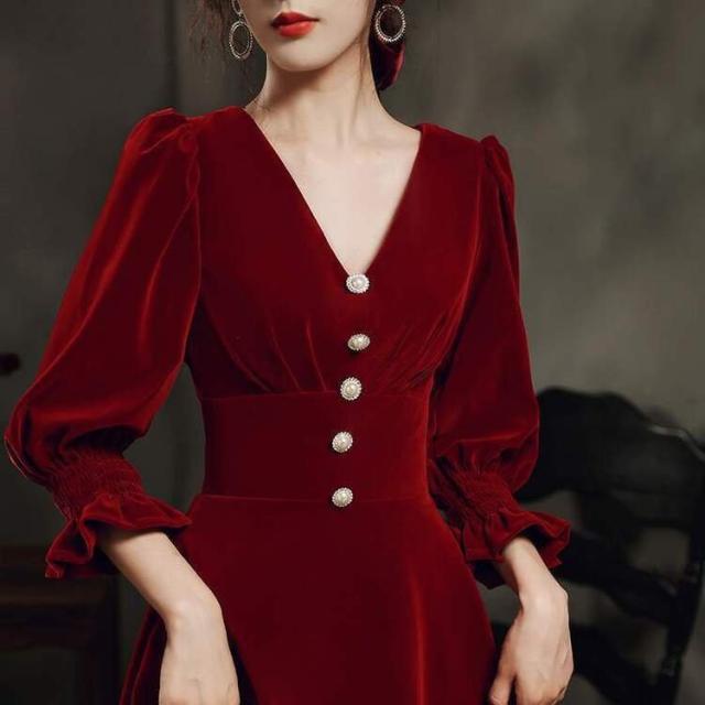 注目ブランド パーティードレス 安い 可愛い 結婚式 披露宴 パーティー イブニングドレス 2次会 ロングレス ドレス Aライン ベロア調 ロング 短納期 早者勝ち Thredzonline Com