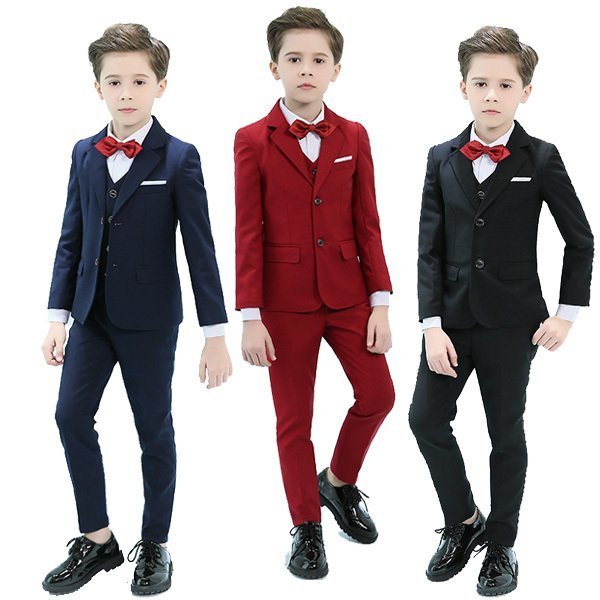 ブランドおしゃれ 子供 スーツ 4点セットアップ 無地 子供服 キッズ ジュニア 男の子ドレス 入学式 卒業式 フォーマル 男児 結婚式 秋冬 上下セット スーツ 最適な価格 Asianatusah Shop
