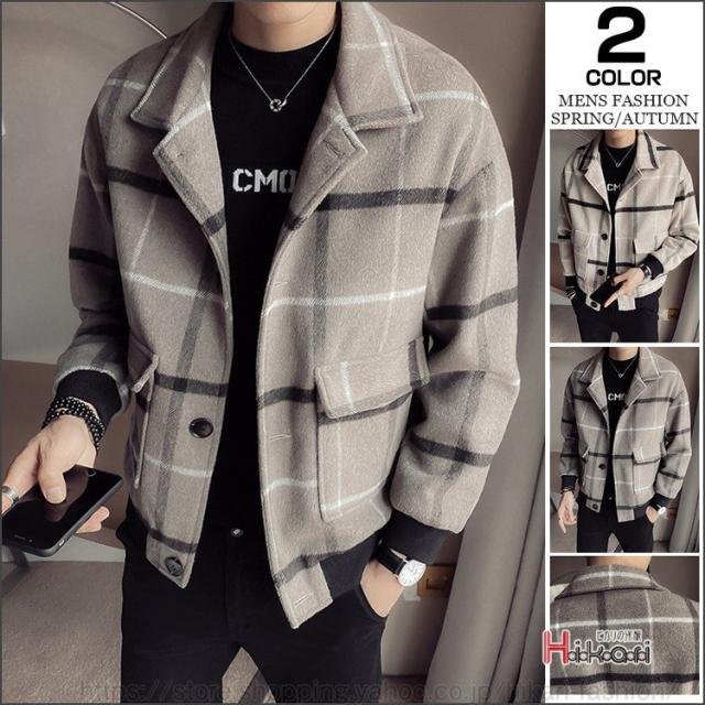 ラッピング無料 チェックジャケット メンズ アウター ジャケット 大きいサイズ カジュアル チェック柄 ベージュ コーヒー 爆安セール Www Essentialpackaginguk Com