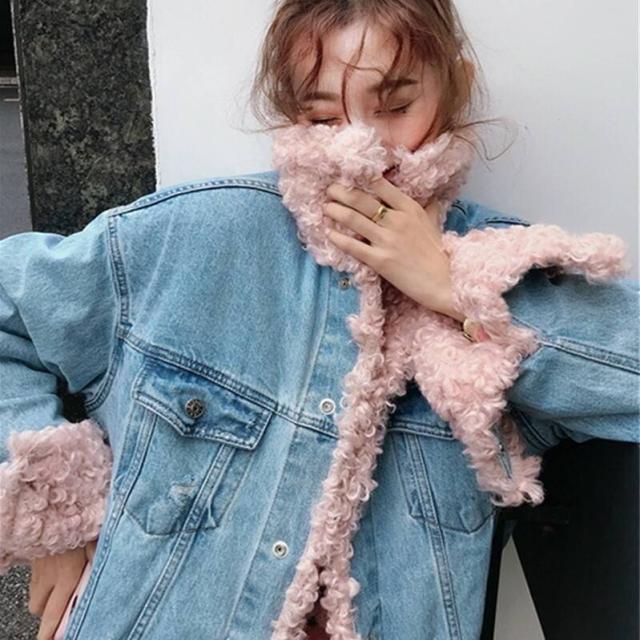 ブランドおしゃれ デニム ジャケット レディース デニムジャケット レディース ジャケット ジージャン Gジャン デニム ピンク ラム 秋 冬 韓国ファッション おすすめ Sipp Dilmil Padang Go Id