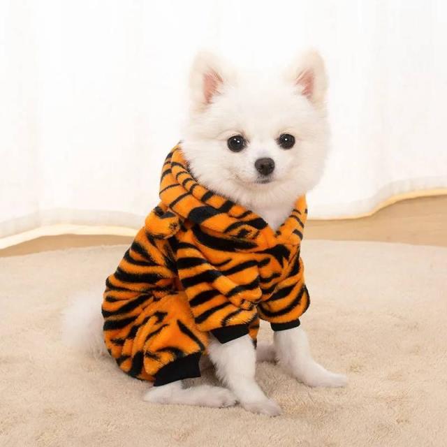 干支 寅年 虎 犬服 つなぎ ドッグウェア カバーオール 虎柄 フード付 ボア あったか