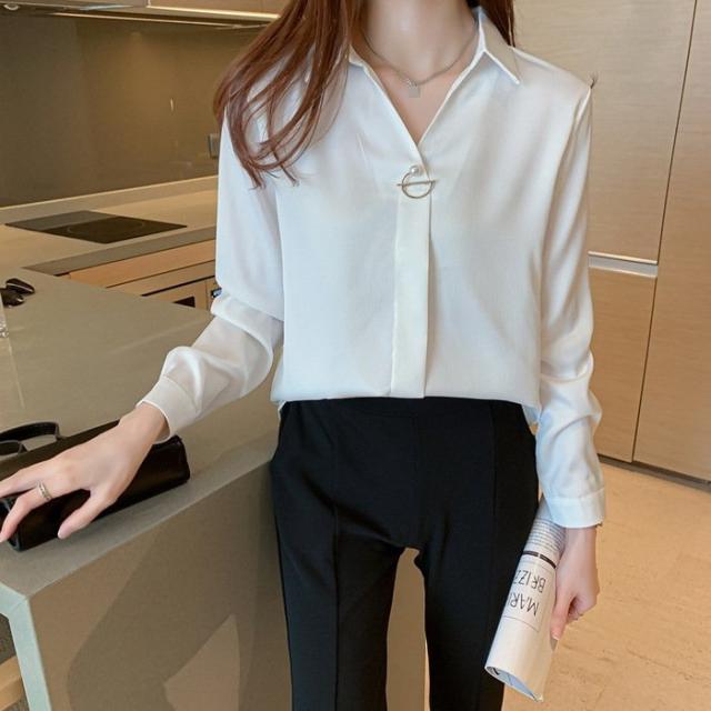 超人気の ブラウス レディース 40代 春夏秋 オシャレvネックブラウス シルク風白シャツ カジュアル 長袖トップス おしゃれ 大人 通勤 オフィス ゆ 100 本物保証 Www Flixel Org