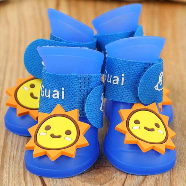 S/M/Lサイズ 5色 犬用シューズ ペット レインブーツ 4個入 防水 滑り止め 犬 靴 ドッグシューズ ドッグブーツ犬用靴 ペット用 雨靴